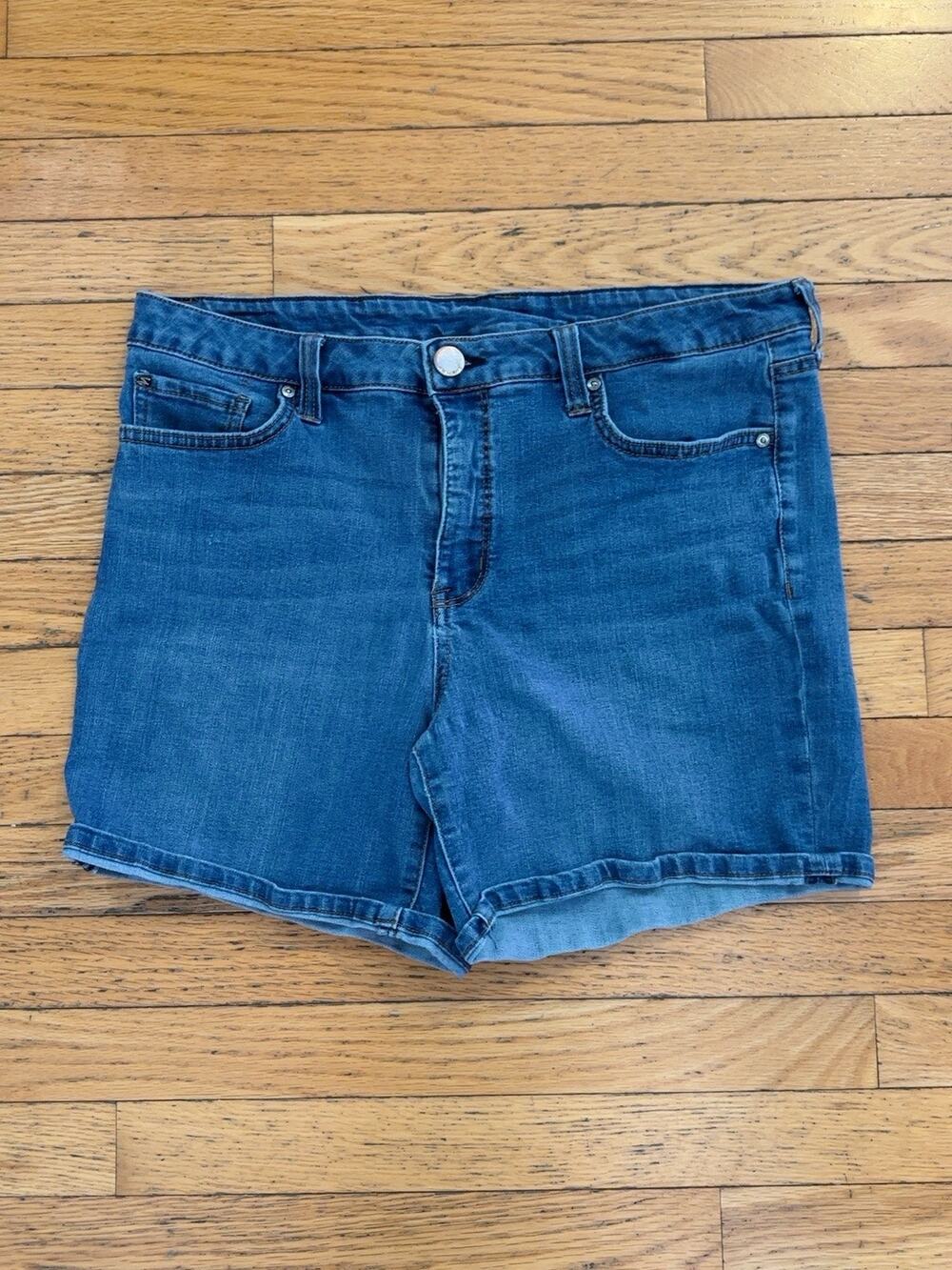 Seven7 Womens Denim Shorts Size 14 Blue Stretch High Rise Jean Shorts